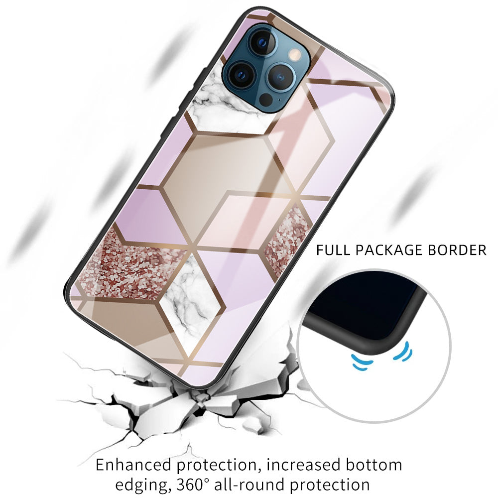 Pattern Printing Anti-scratch Tempered Glass + TPU Hybrid Phone Case Cover for iPhone 13 Pro Max 6.7 inch