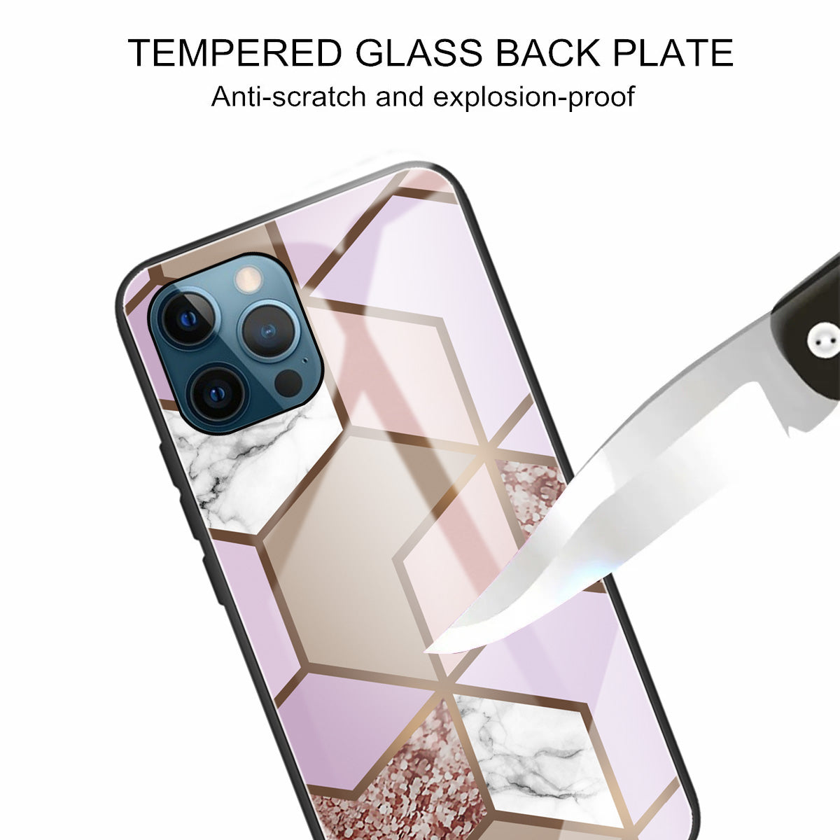 Pattern Printing Anti-scratch Tempered Glass + TPU Hybrid Phone Case Cover for iPhone 13 Pro Max 6.7 inch