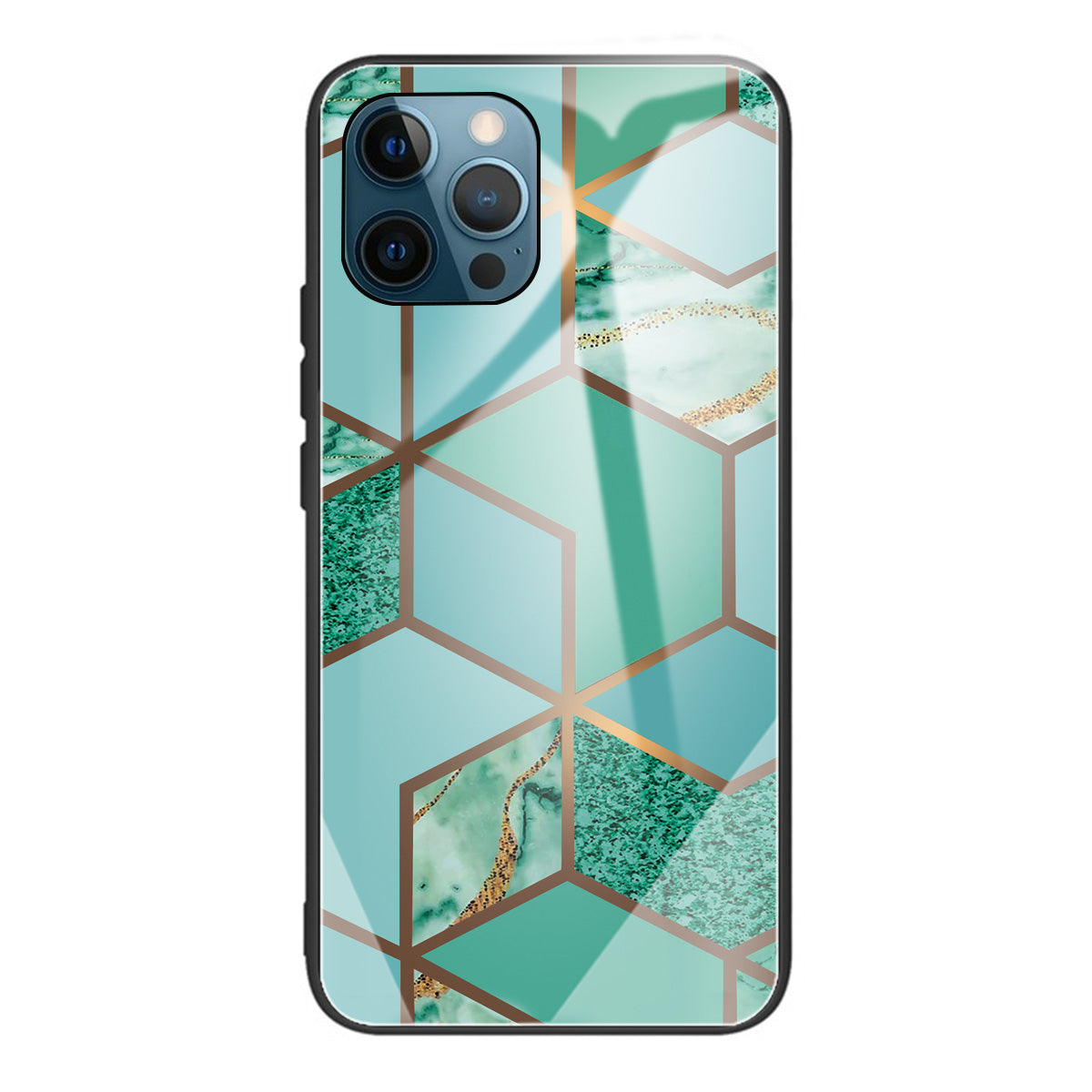 Pattern Printing Anti-scratch Tempered Glass + TPU Hybrid Phone Case Cover for iPhone 13 Pro Max 6.7 inch
