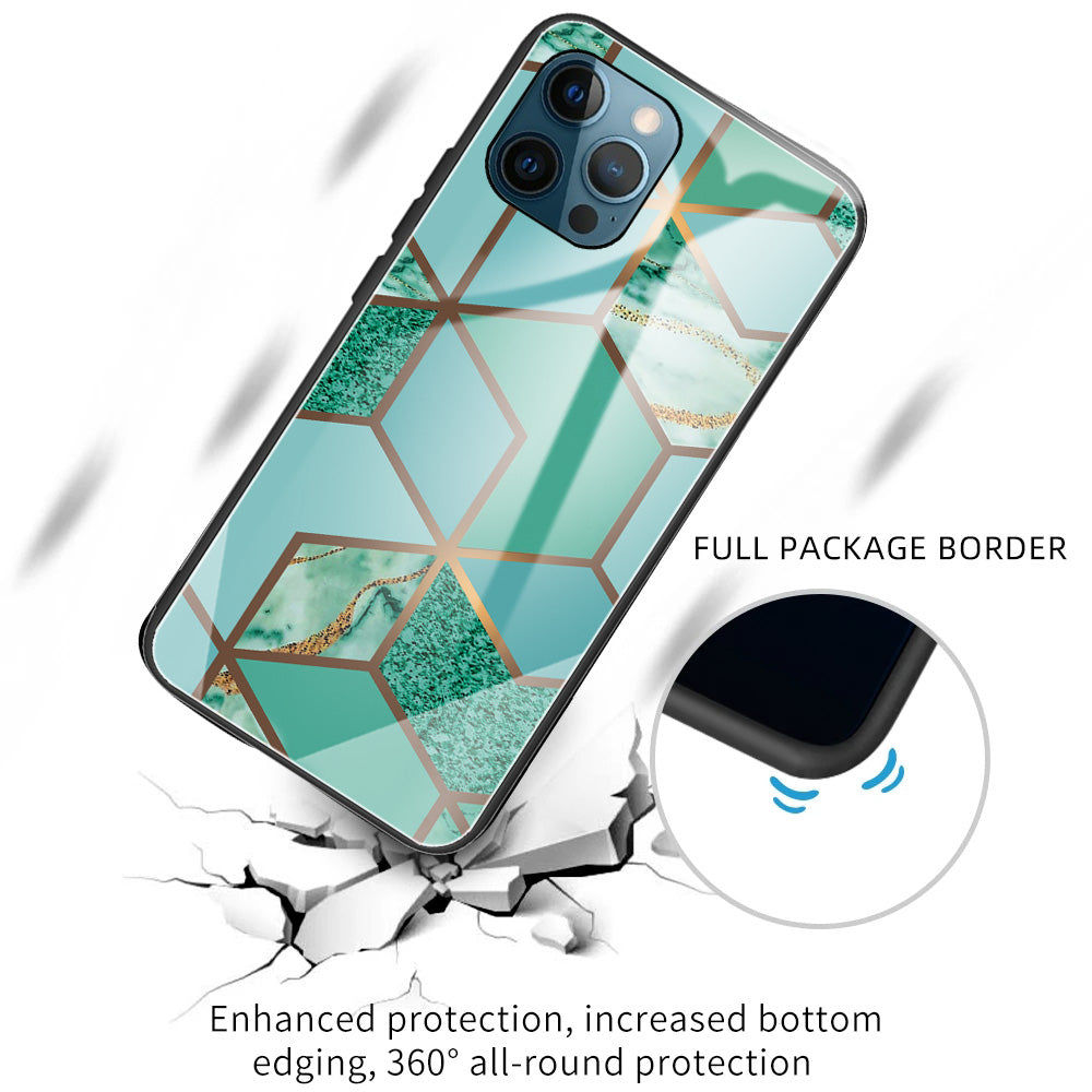 Pattern Printing Anti-scratch Tempered Glass + TPU Hybrid Phone Case Cover for iPhone 13 Pro Max 6.7 inch