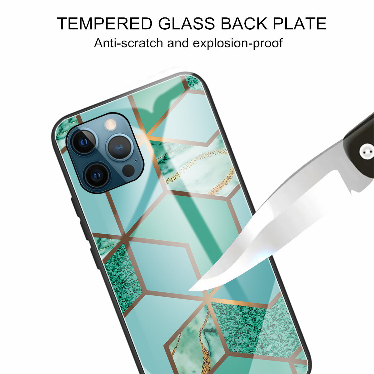 Pattern Printing Anti-scratch Tempered Glass + TPU Hybrid Phone Case Cover for iPhone 13 Pro Max 6.7 inch