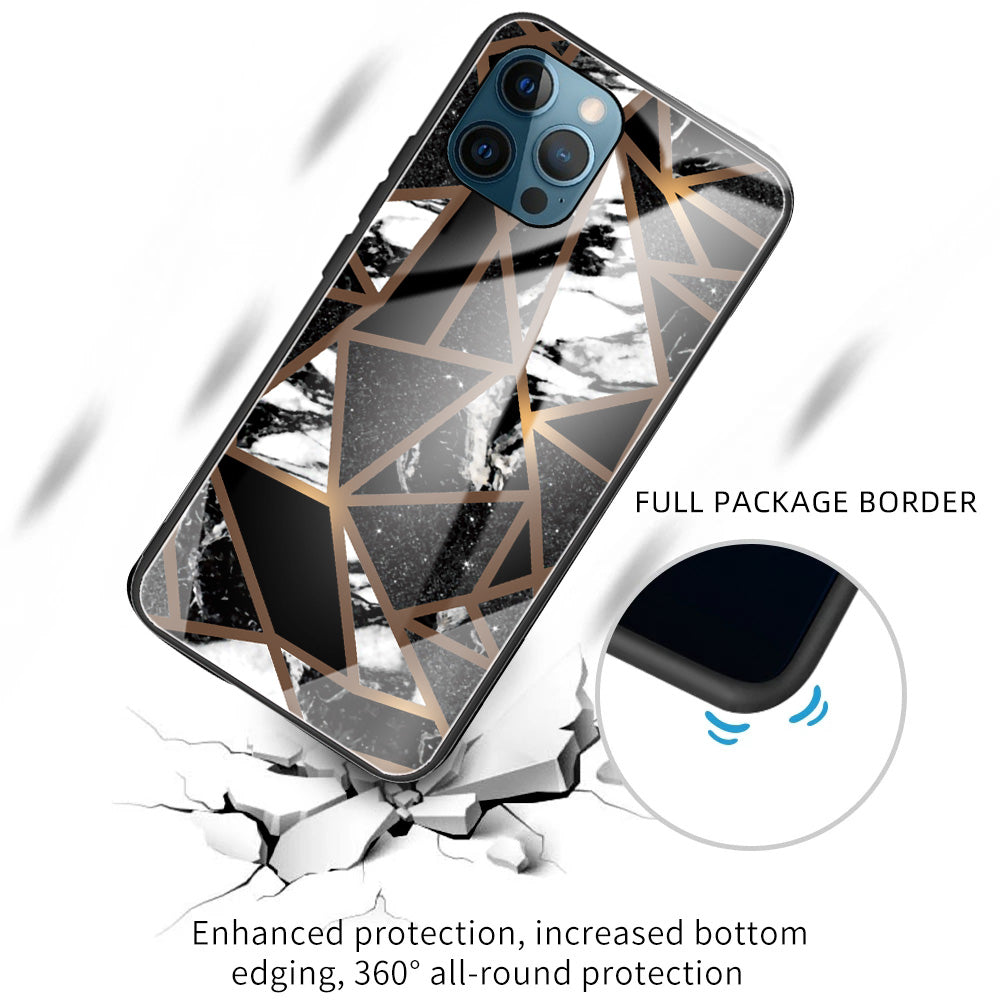 Pattern Printing Anti-scratch Tempered Glass + TPU Hybrid Phone Case Cover for iPhone 13 Pro Max 6.7 inch