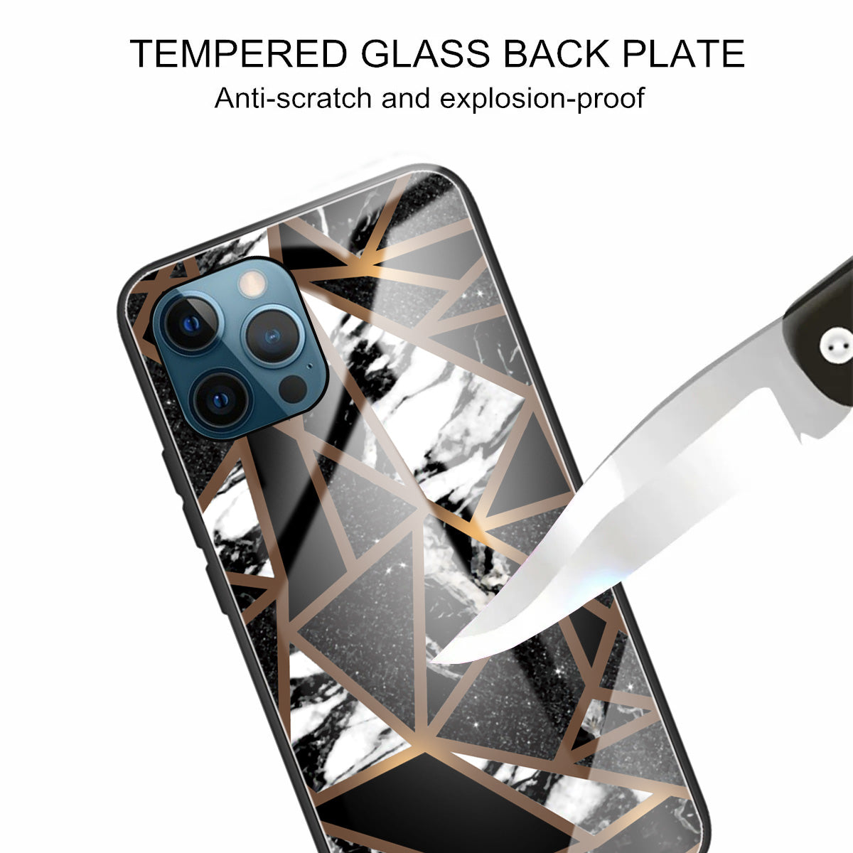 Pattern Printing Anti-scratch Tempered Glass + TPU Hybrid Phone Case Cover for iPhone 13 Pro Max 6.7 inch