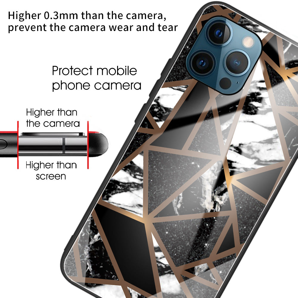 Pattern Printing Anti-scratch Tempered Glass + TPU Hybrid Phone Case Cover for iPhone 13 Pro Max 6.7 inch