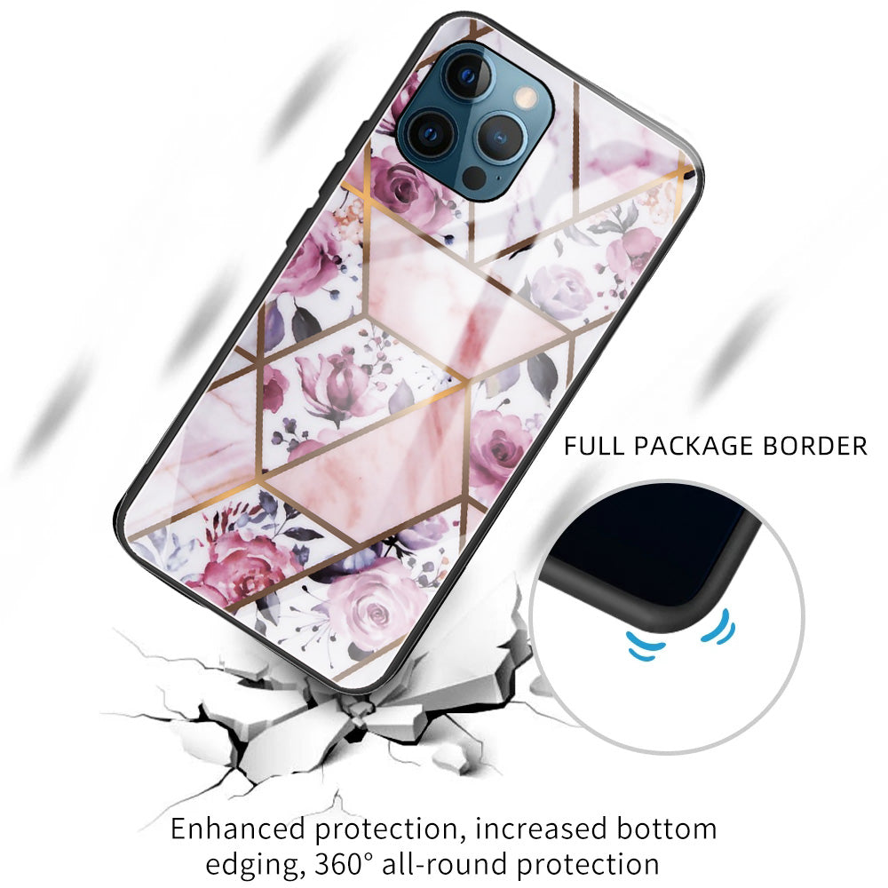 Pattern Printing Anti-scratch Tempered Glass + TPU Hybrid Phone Case Cover for iPhone 13 Pro Max 6.7 inch
