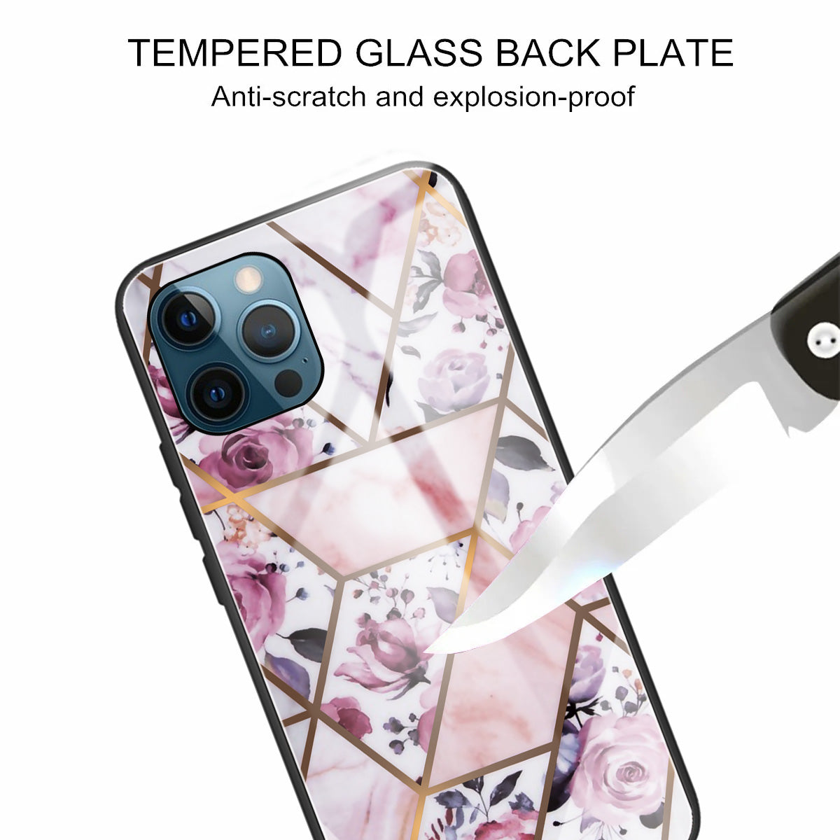 Pattern Printing Anti-scratch Tempered Glass + TPU Hybrid Phone Case Cover for iPhone 13 Pro Max 6.7 inch