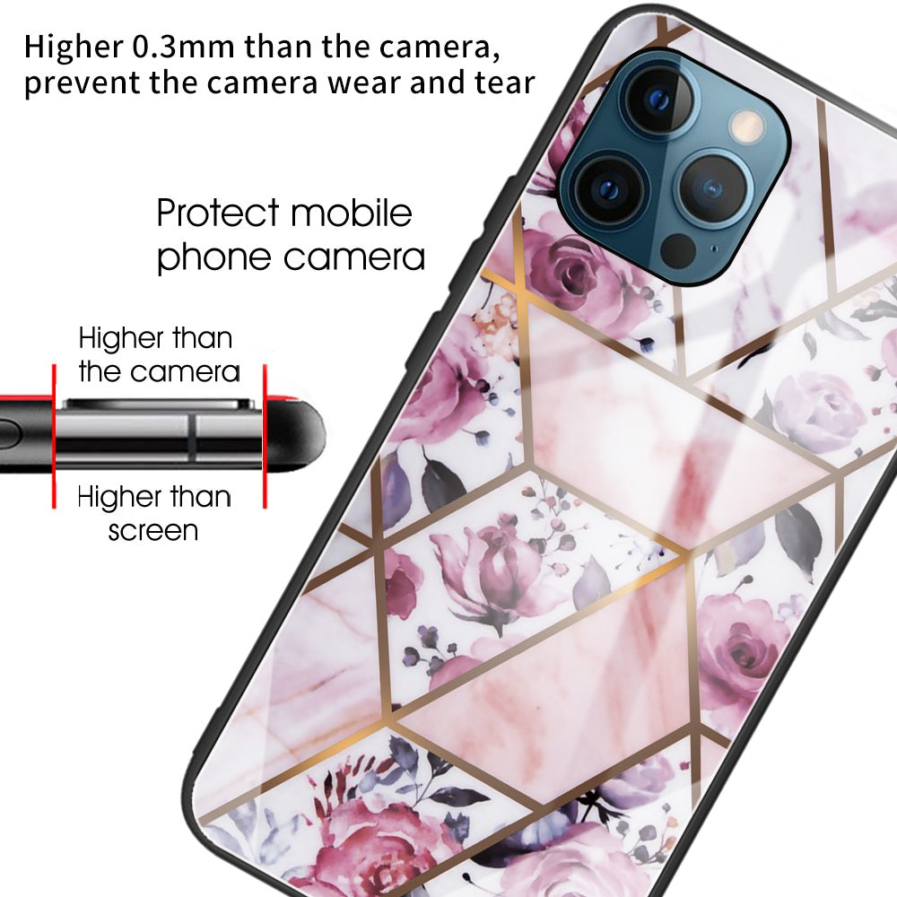 Pattern Printing Anti-scratch Tempered Glass + TPU Hybrid Phone Case Cover for iPhone 13 Pro Max 6.7 inch