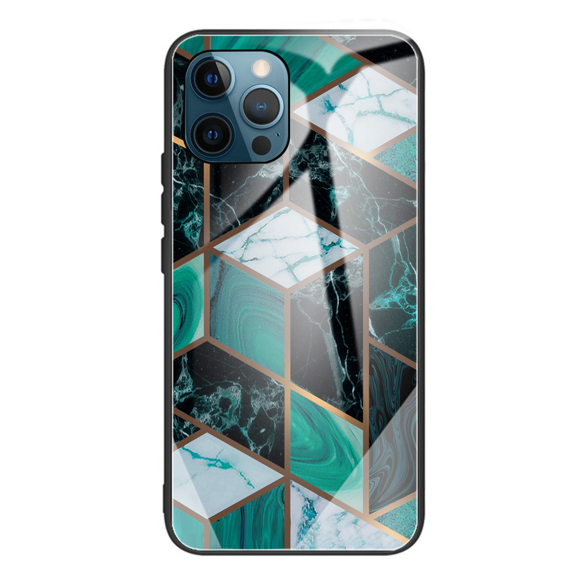 Pattern Printing Anti-scratch Tempered Glass + TPU Hybrid Phone Case Cover for iPhone 13 Pro Max 6.7 inch