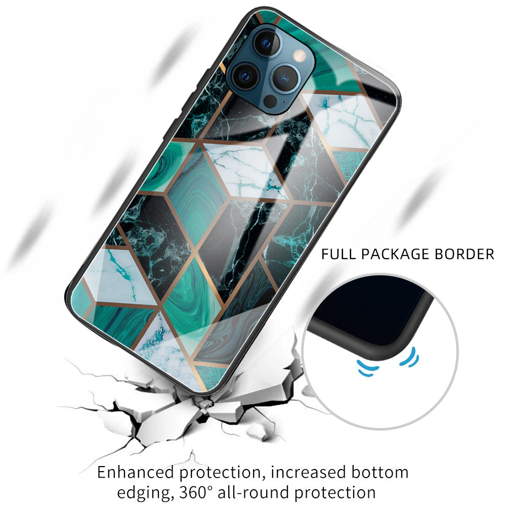 Pattern Printing Anti-scratch Tempered Glass + TPU Hybrid Phone Case Cover for iPhone 13 Pro Max 6.7 inch