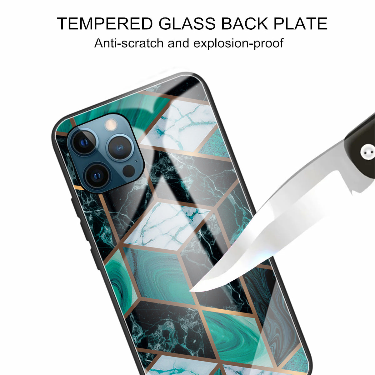 Pattern Printing Anti-scratch Tempered Glass + TPU Hybrid Phone Case Cover for iPhone 13 Pro Max 6.7 inch