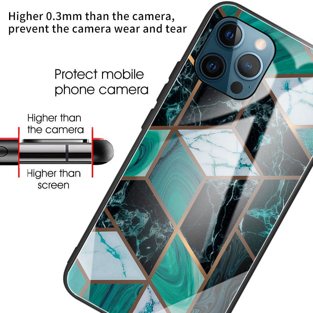 Pattern Printing Anti-scratch Tempered Glass + TPU Hybrid Phone Case Cover for iPhone 13 Pro Max 6.7 inch