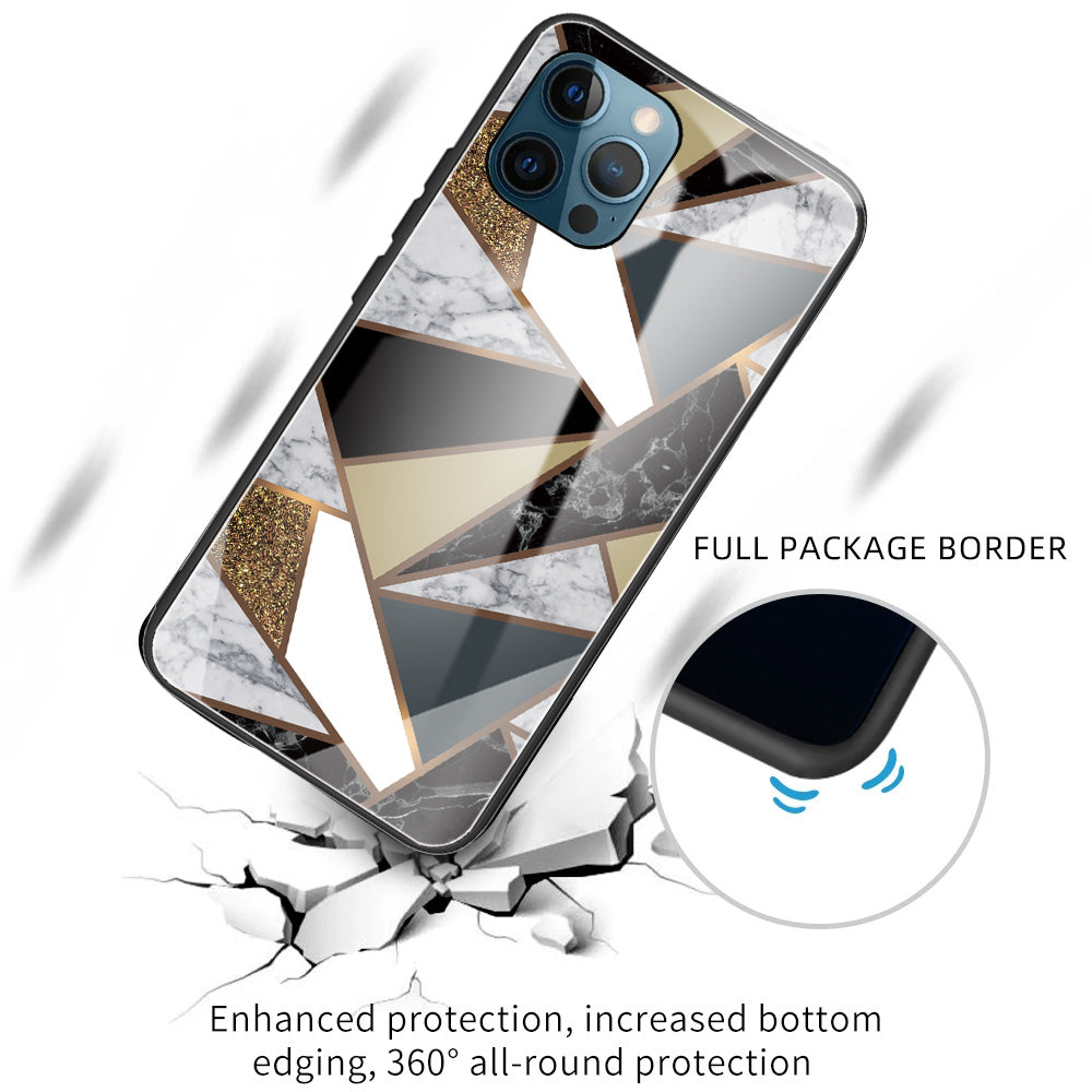 Pattern Printing Anti-scratch Tempered Glass + TPU Hybrid Phone Case Cover for iPhone 13 Pro Max 6.7 inch