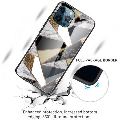 Pattern Printing Anti-scratch Tempered Glass + TPU Hybrid Phone Case Cover for iPhone 13 Pro Max 6.7 inch