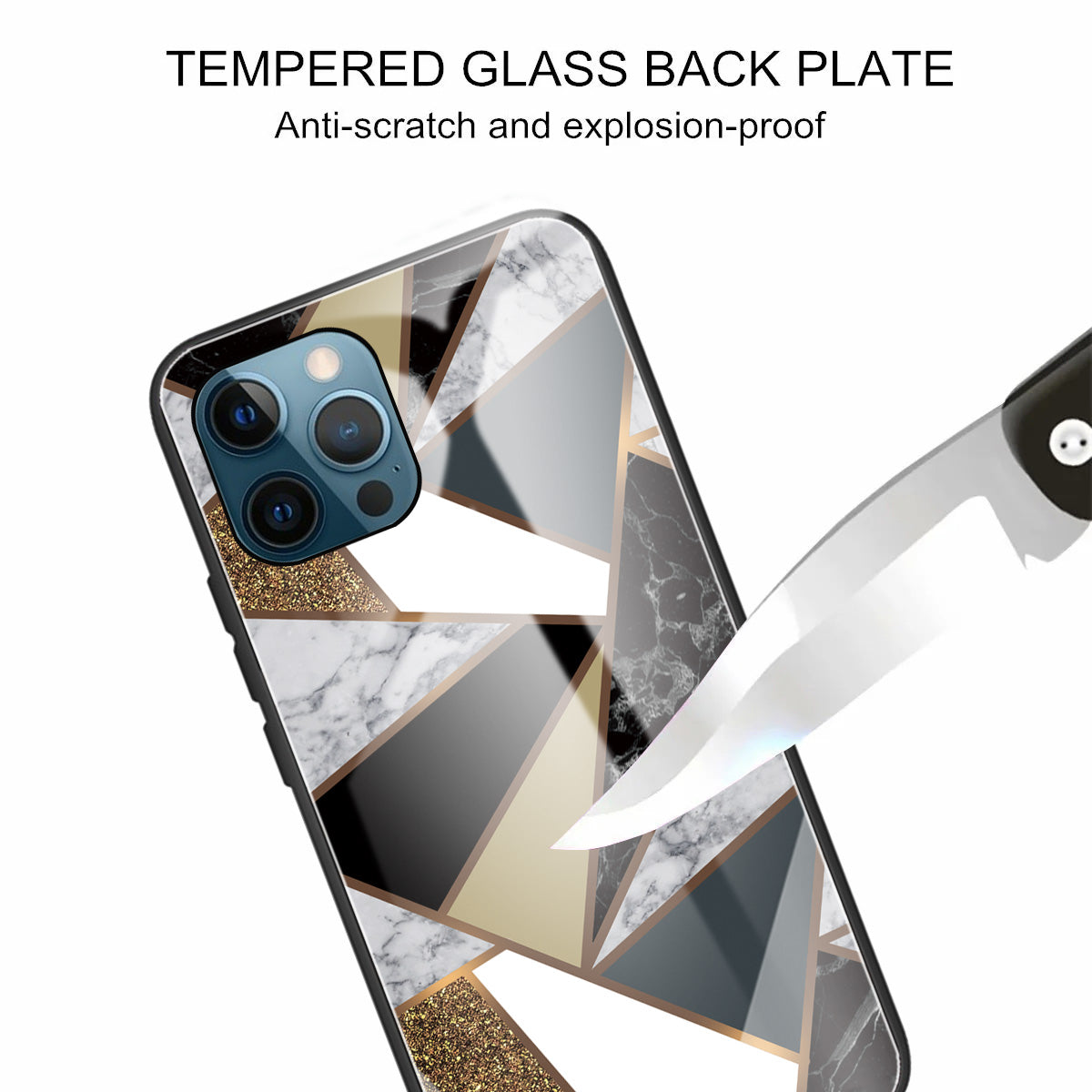 Pattern Printing Anti-scratch Tempered Glass + TPU Hybrid Phone Case Cover for iPhone 13 Pro Max 6.7 inch