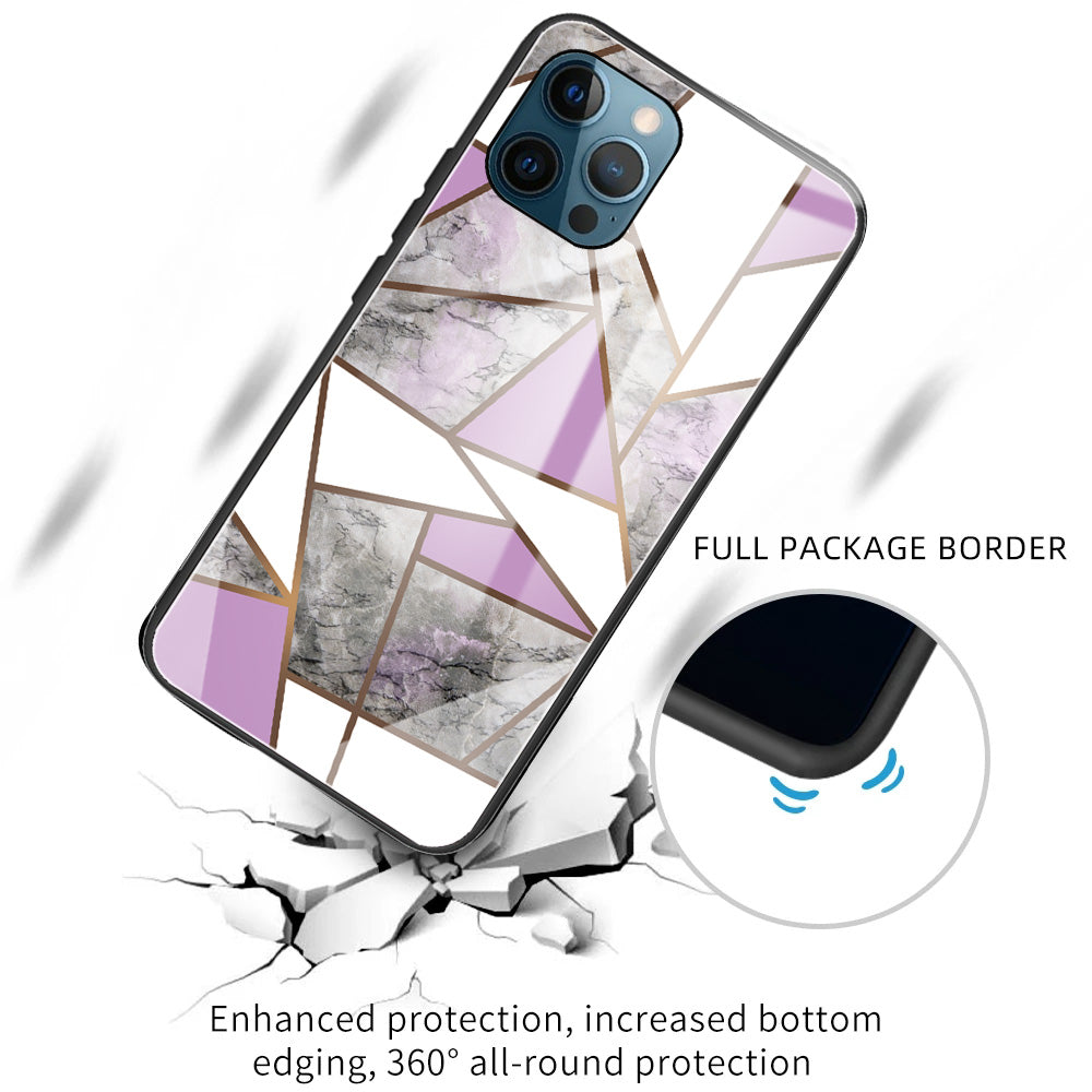 Pattern Printing Anti-scratch Tempered Glass + TPU Hybrid Phone Case Cover for iPhone 13 Pro Max 6.7 inch