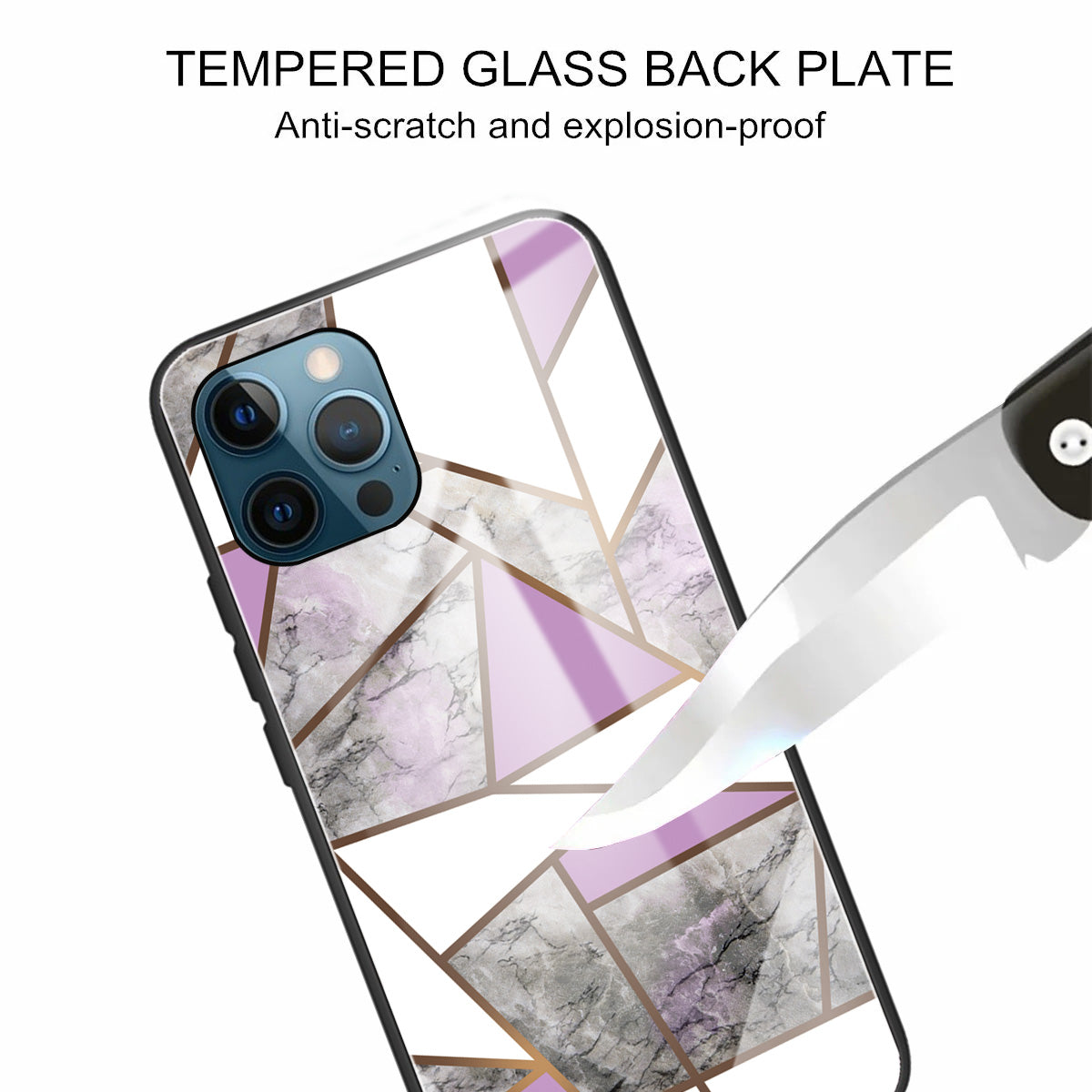 Pattern Printing Anti-scratch Tempered Glass + TPU Hybrid Phone Case Cover for iPhone 13 Pro Max 6.7 inch