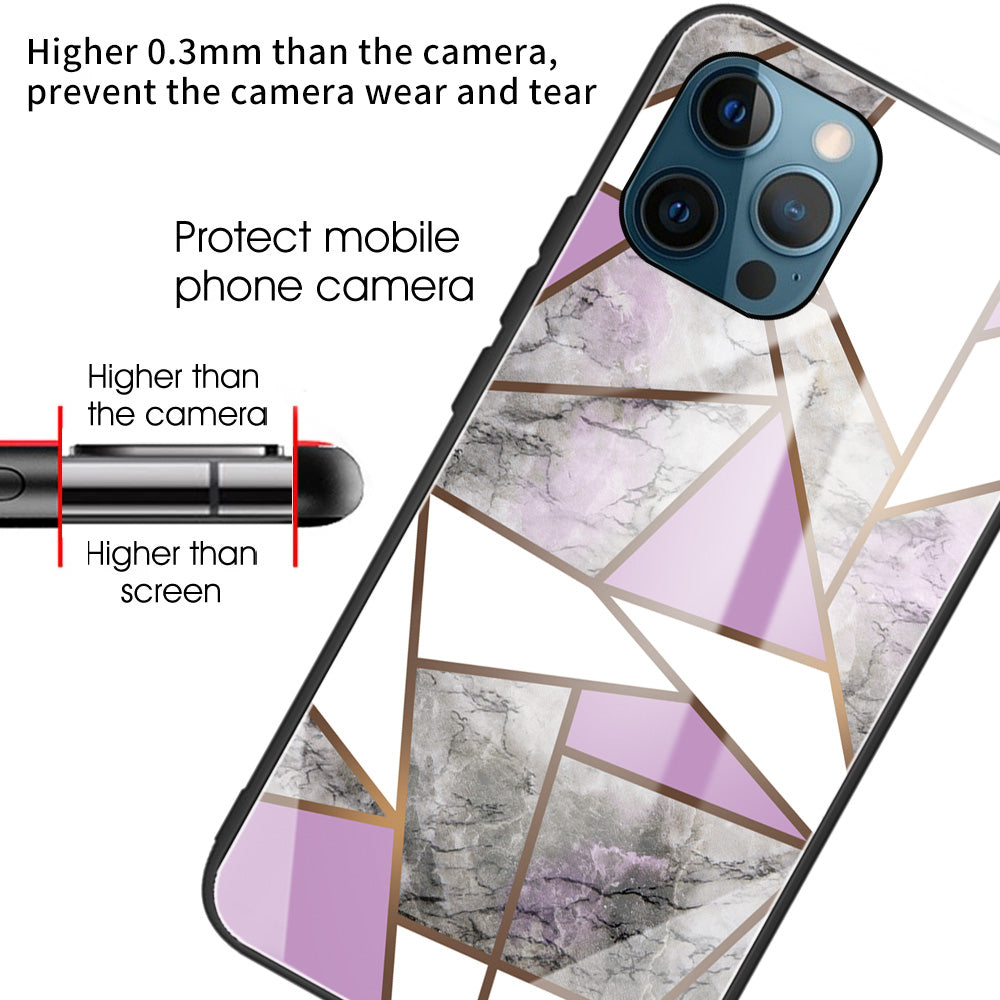 Pattern Printing Anti-scratch Tempered Glass + TPU Hybrid Phone Case Cover for iPhone 13 Pro Max 6.7 inch
