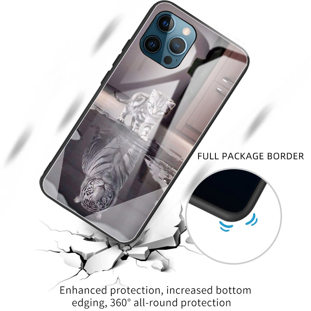 Anti-scratch Pattern Printing Glass + TPU Combo Hybrid Cover for iPhone 13 Pro 6.1 inch