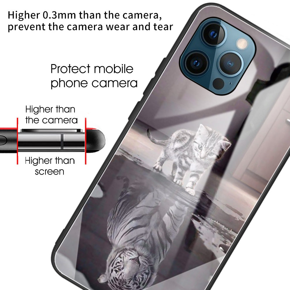 Anti-scratch Pattern Printing Glass + TPU Combo Hybrid Cover for iPhone 13 Pro 6.1 inch