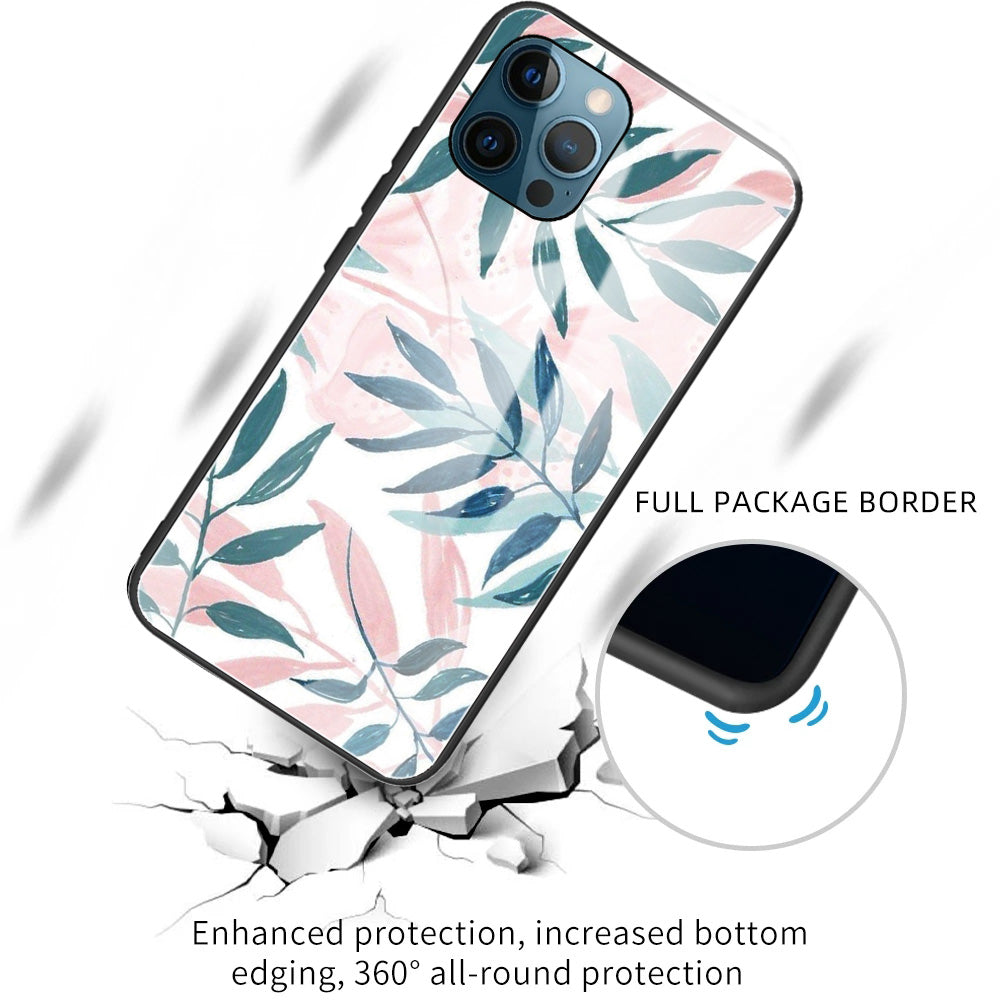Anti-scratch Pattern Printing Glass + TPU Combo Hybrid Cover for iPhone 13 Pro 6.1 inch