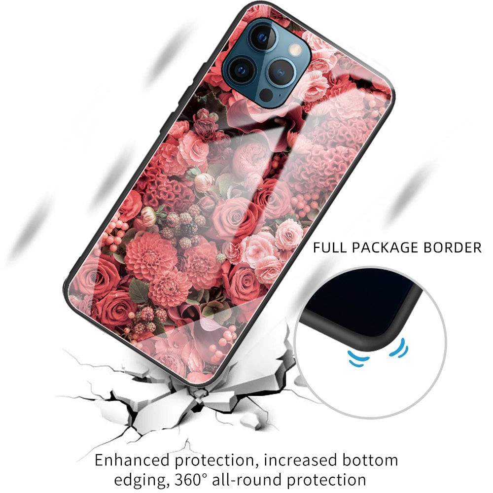 Anti-scratch Pattern Printing Glass + TPU Combo Hybrid Cover for iPhone 13 Pro 6.1 inch