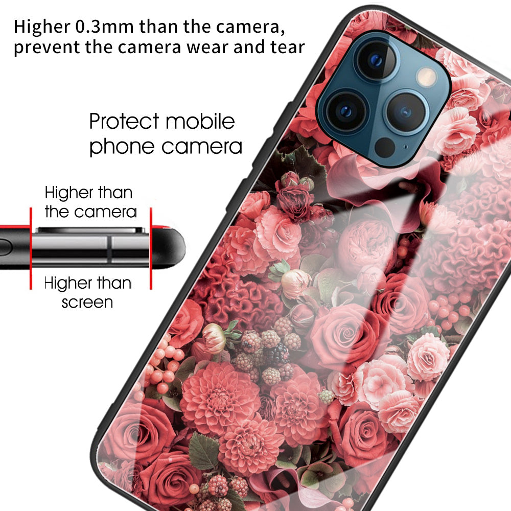 Anti-scratch Pattern Printing Glass + TPU Combo Hybrid Cover for iPhone 13 Pro 6.1 inch