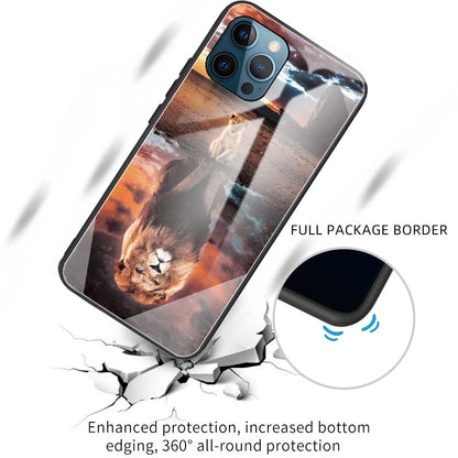 Anti-scratch Pattern Printing Glass + TPU Combo Hybrid Cover for iPhone 13 Pro 6.1 inch