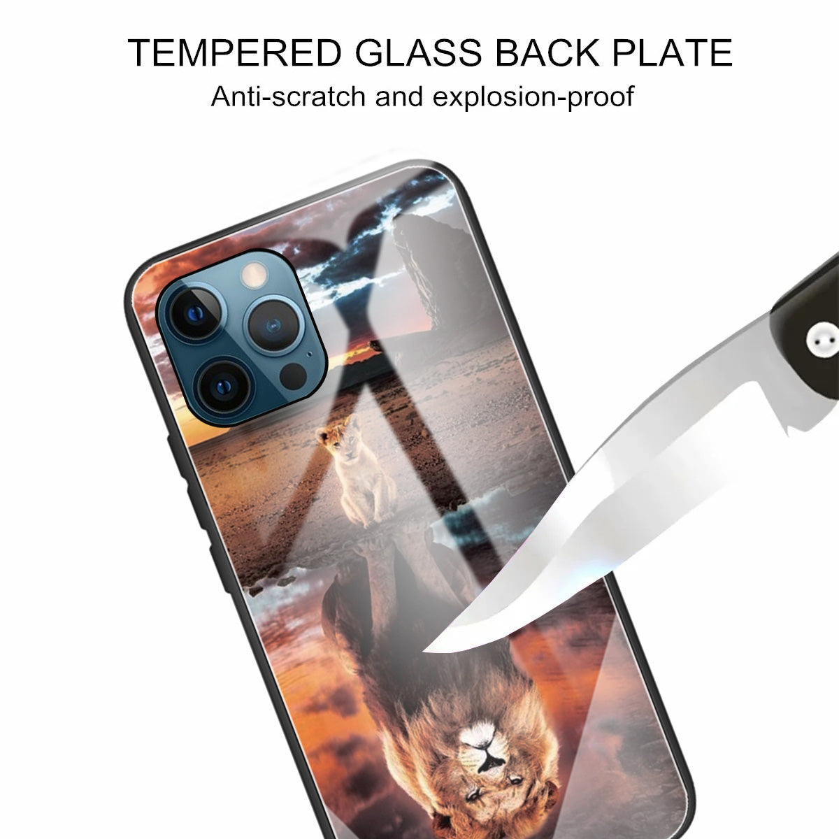 Anti-scratch Pattern Printing Glass + TPU Combo Hybrid Cover for iPhone 13 Pro 6.1 inch