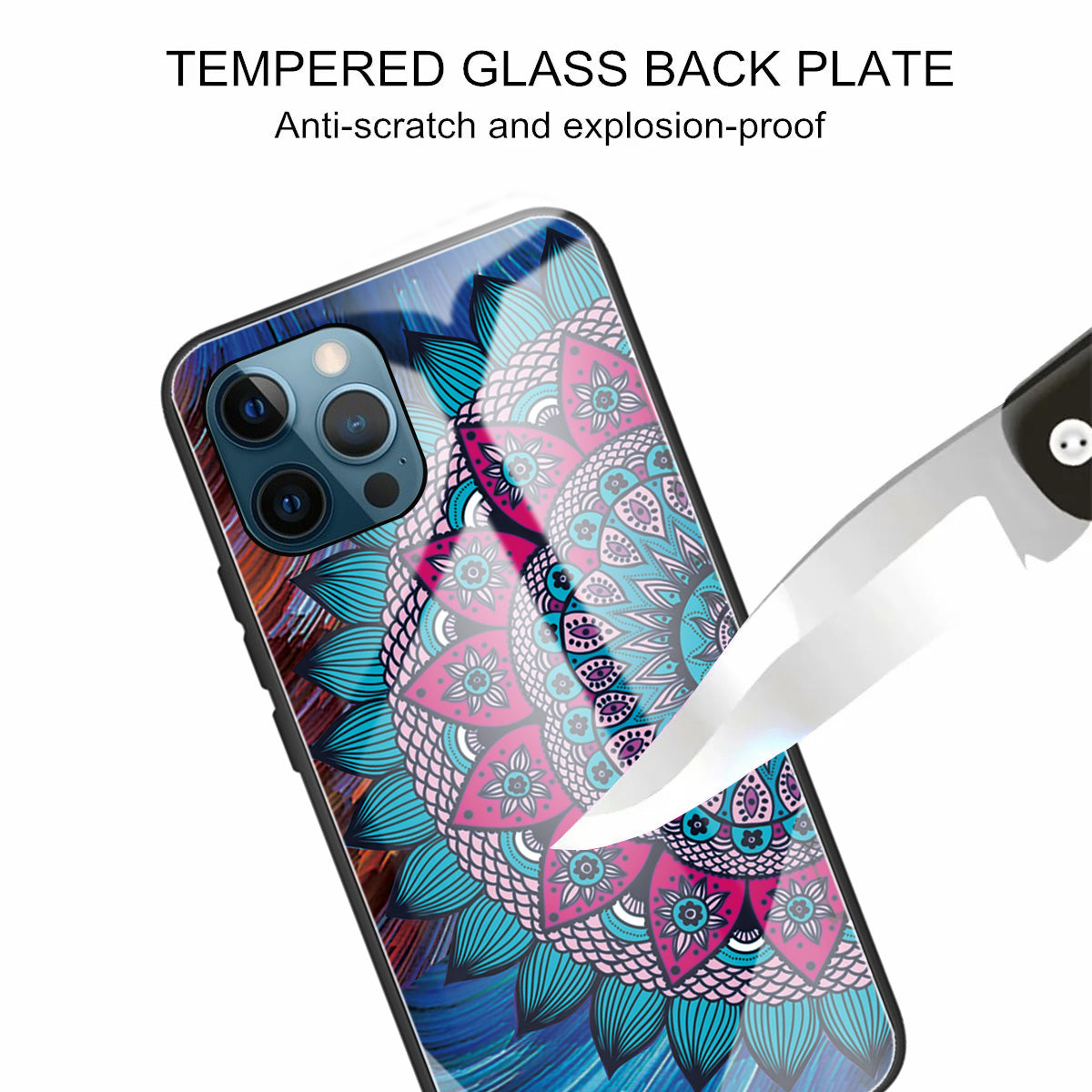 Anti-scratch Pattern Printing Glass + TPU Combo Hybrid Cover for iPhone 13 Pro 6.1 inch