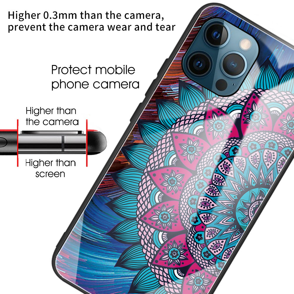 Anti-scratch Pattern Printing Glass + TPU Combo Hybrid Cover for iPhone 13 Pro 6.1 inch