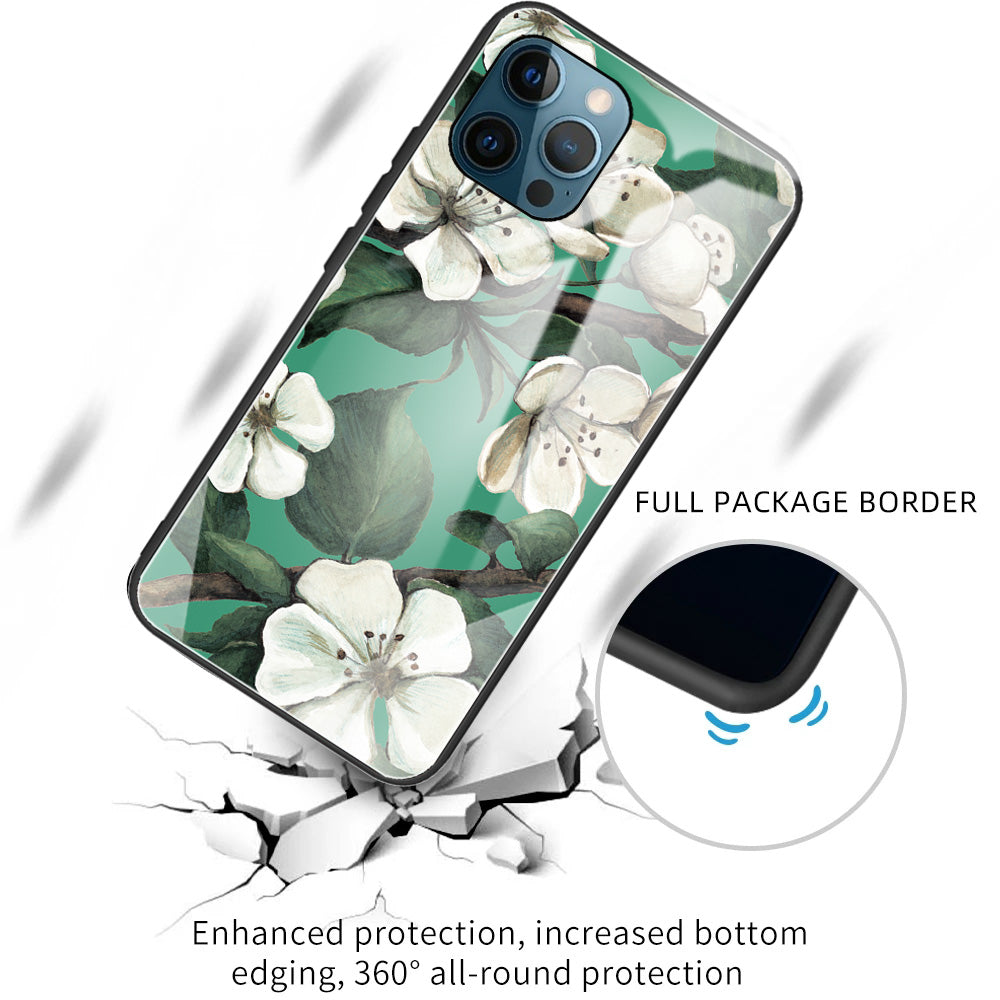 Anti-scratch Pattern Printing Glass + TPU Combo Hybrid Cover for iPhone 13 Pro 6.1 inch