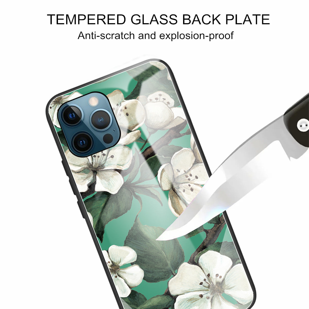 Anti-scratch Pattern Printing Glass + TPU Combo Hybrid Cover for iPhone 13 Pro 6.1 inch