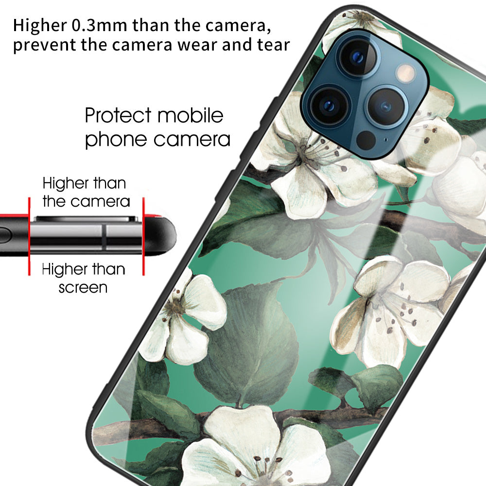 Anti-scratch Pattern Printing Glass + TPU Combo Hybrid Cover for iPhone 13 Pro 6.1 inch