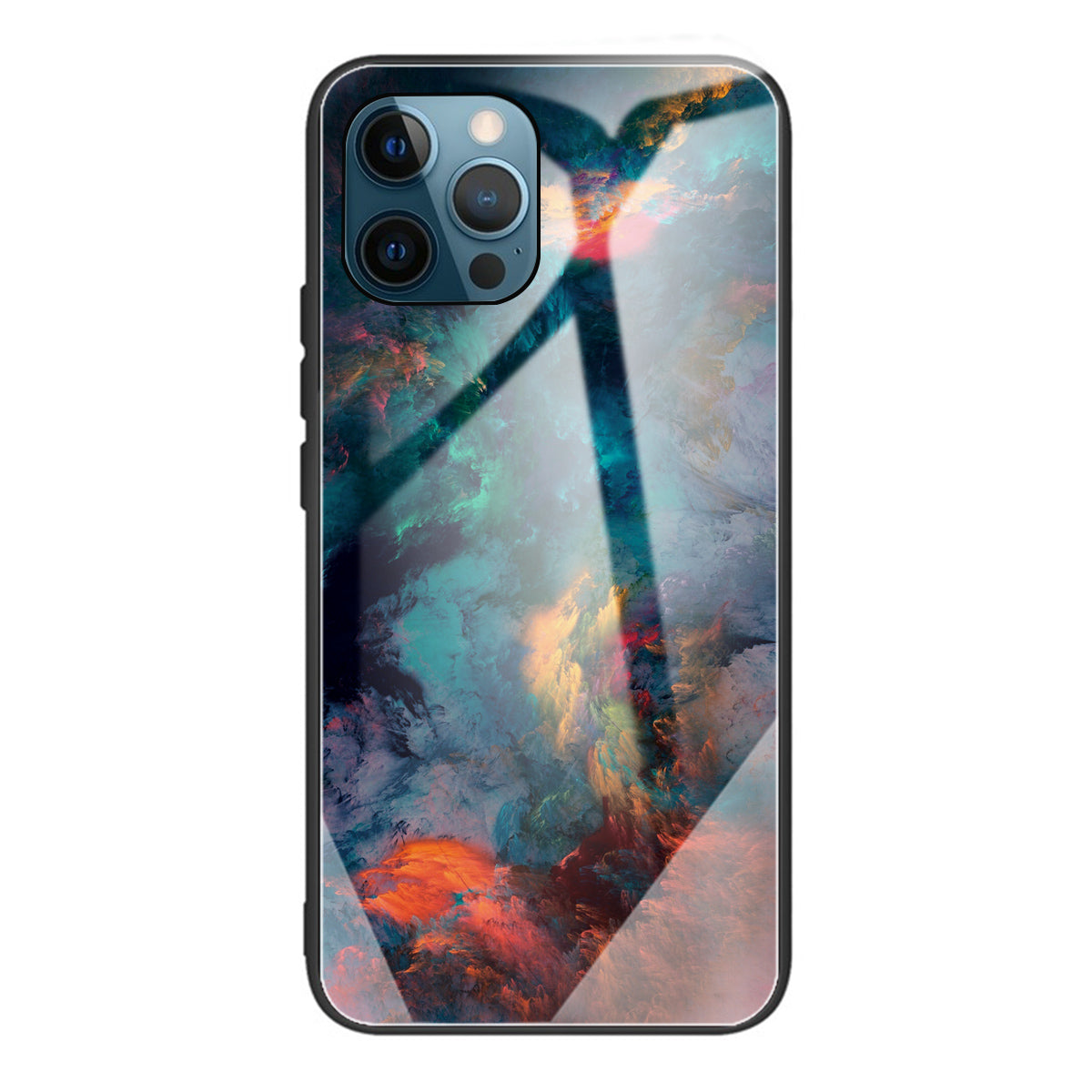 Anti-scratch Pattern Printing Glass + TPU Combo Hybrid Cover for iPhone 13 Pro 6.1 inch