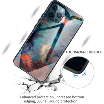 Anti-scratch Pattern Printing Glass + TPU Combo Hybrid Cover for iPhone 13 Pro 6.1 inch