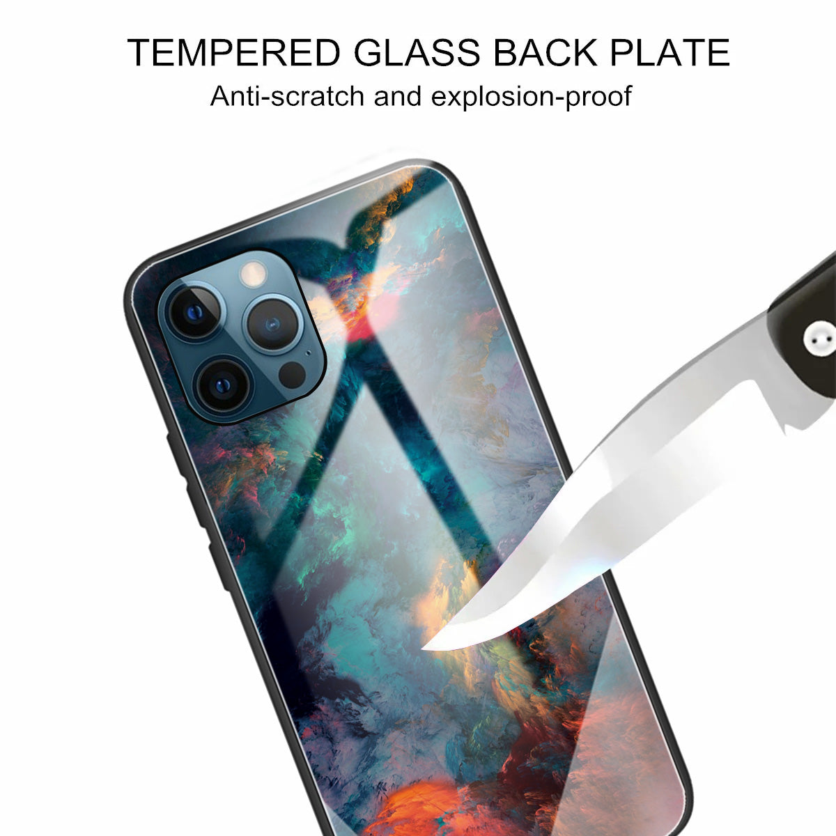 Anti-scratch Pattern Printing Glass + TPU Combo Hybrid Cover for iPhone 13 Pro 6.1 inch