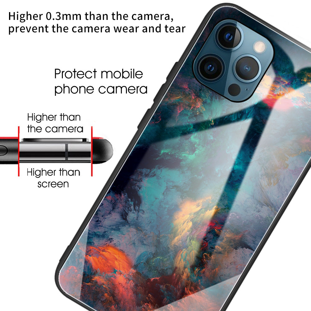 Anti-scratch Pattern Printing Glass + TPU Combo Hybrid Cover for iPhone 13 Pro 6.1 inch