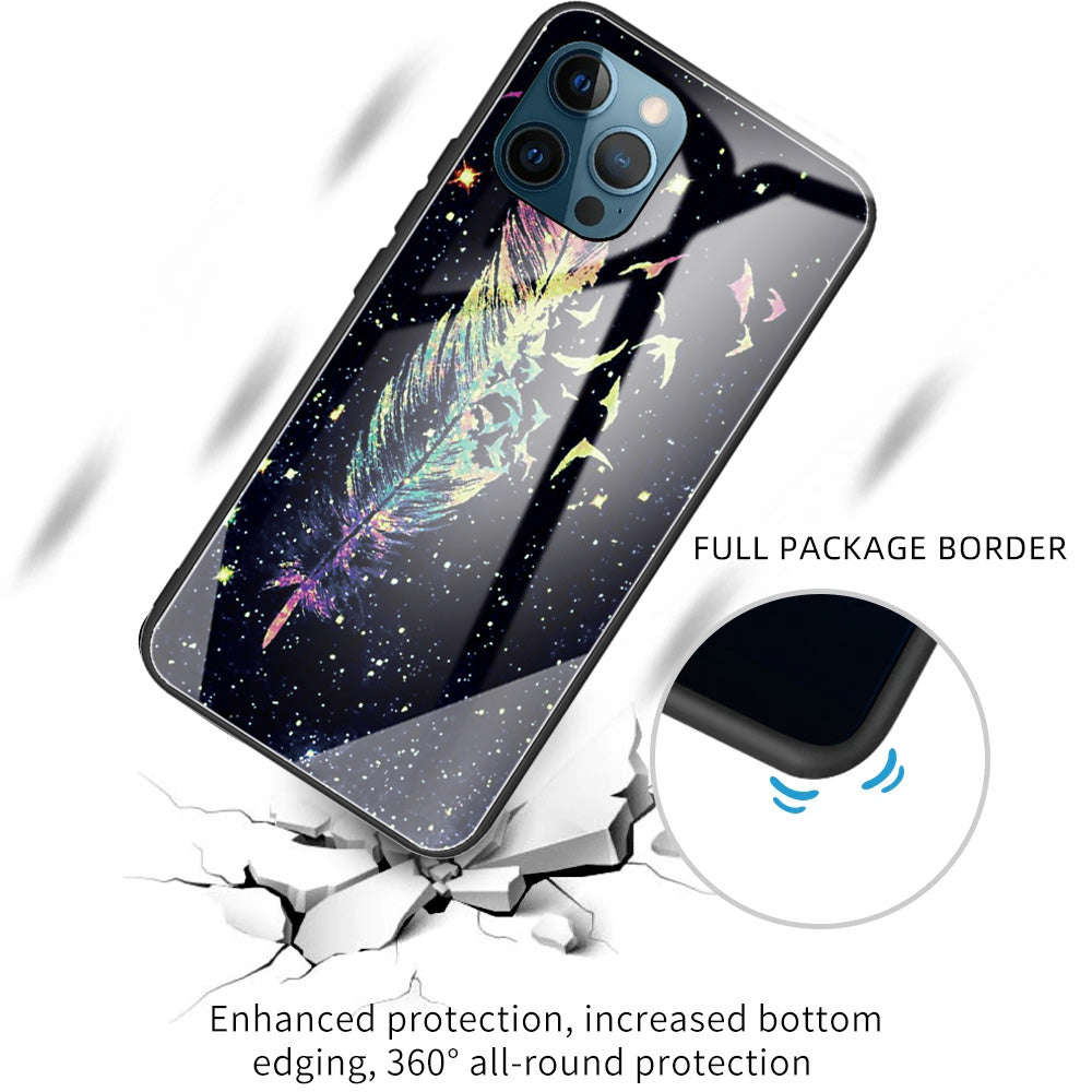 Anti-scratch Pattern Printing Glass + TPU Combo Hybrid Cover for iPhone 13 Pro 6.1 inch