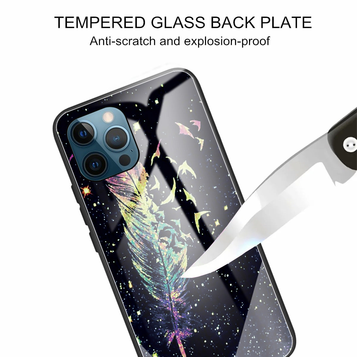 Anti-scratch Pattern Printing Glass + TPU Combo Hybrid Cover for iPhone 13 Pro 6.1 inch