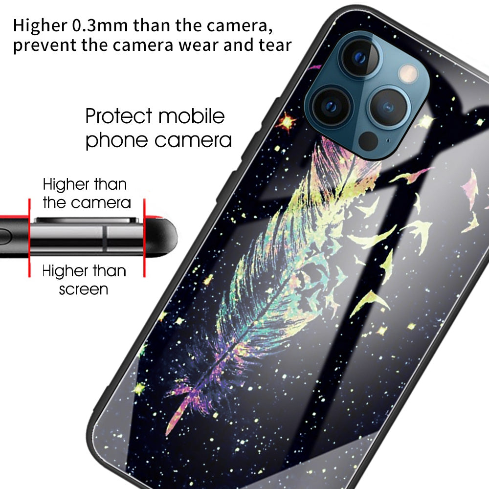 Anti-scratch Pattern Printing Glass + TPU Combo Hybrid Cover for iPhone 13 Pro 6.1 inch