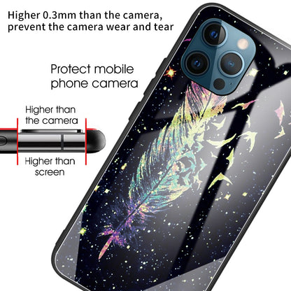 Anti-scratch Pattern Printing Glass + TPU Combo Hybrid Cover for iPhone 13 Pro 6.1 inch