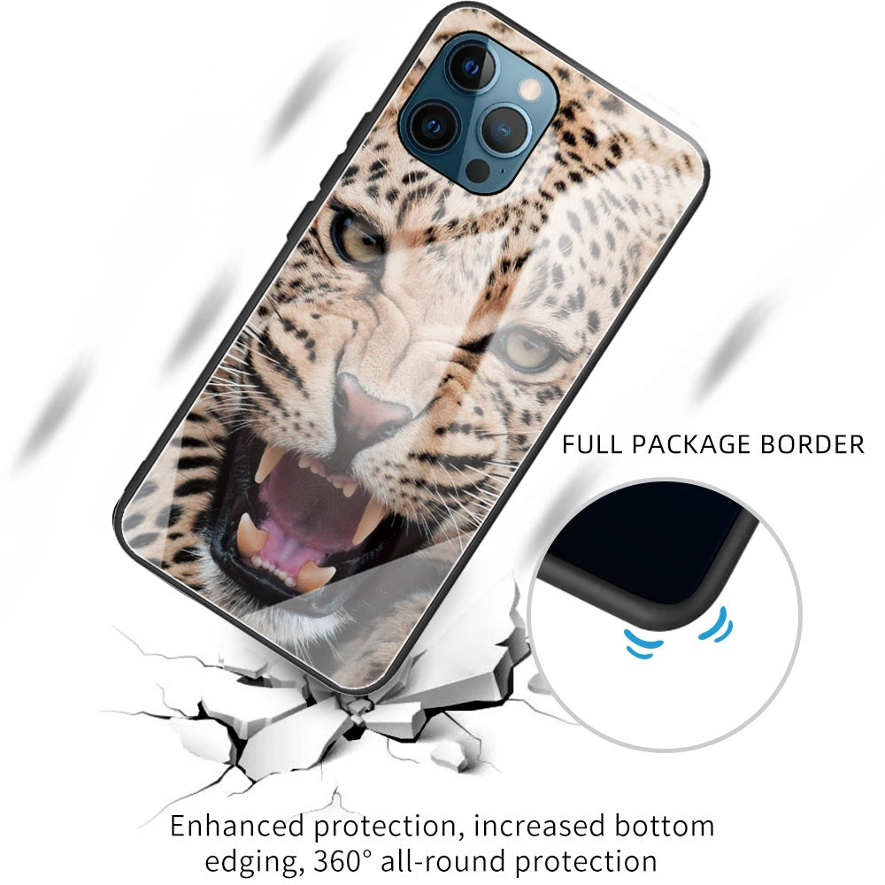 Anti-scratch Pattern Printing Glass + TPU Combo Hybrid Cover for iPhone 13 Pro 6.1 inch