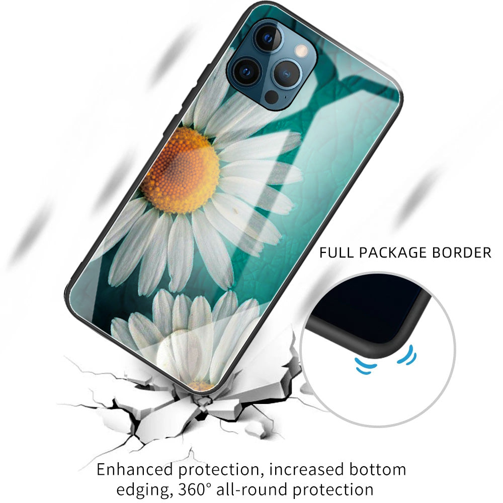 Anti-scratch Pattern Printing Glass + TPU Combo Hybrid Cover for iPhone 13 Pro 6.1 inch