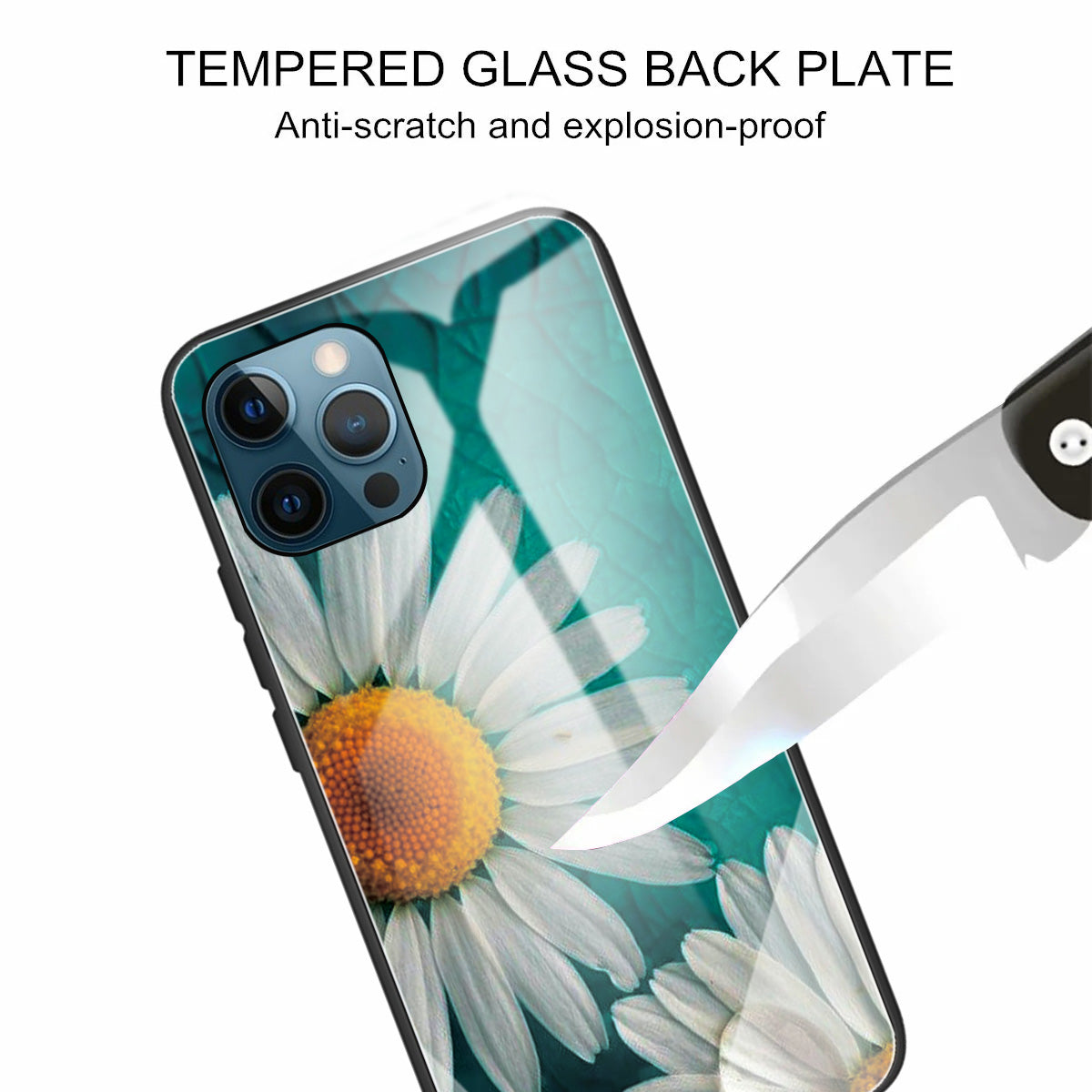 Anti-scratch Pattern Printing Glass + TPU Combo Hybrid Cover for iPhone 13 Pro 6.1 inch