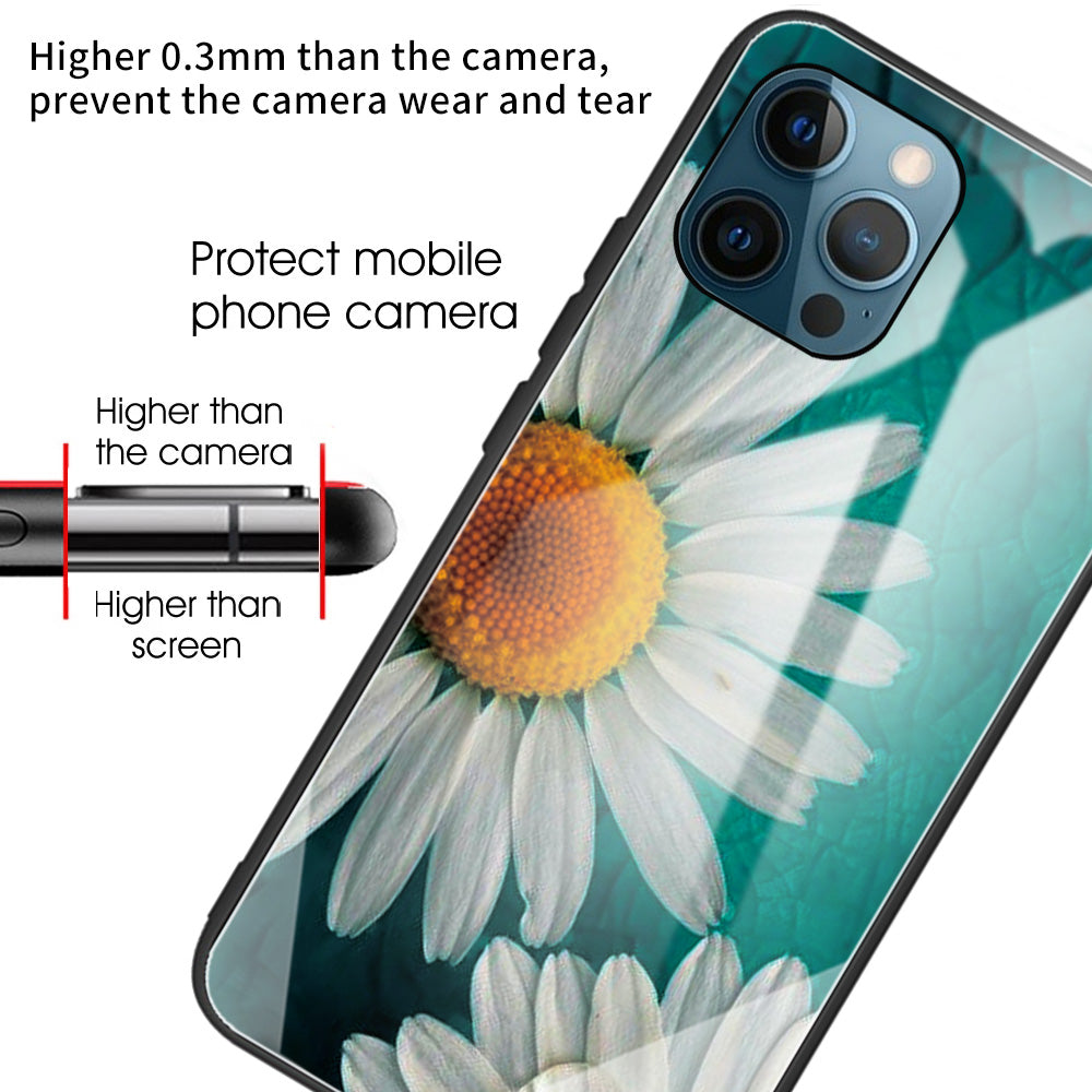 Anti-scratch Pattern Printing Glass + TPU Combo Hybrid Cover for iPhone 13 Pro 6.1 inch