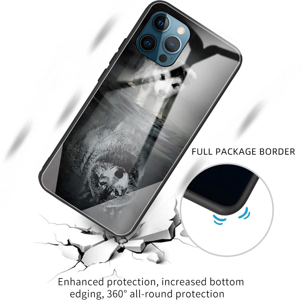 Anti-scratch Pattern Printing Glass + TPU Combo Hybrid Cover for iPhone 13 Pro 6.1 inch