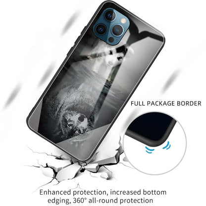 Anti-scratch Pattern Printing Glass + TPU Combo Hybrid Cover for iPhone 13 Pro 6.1 inch