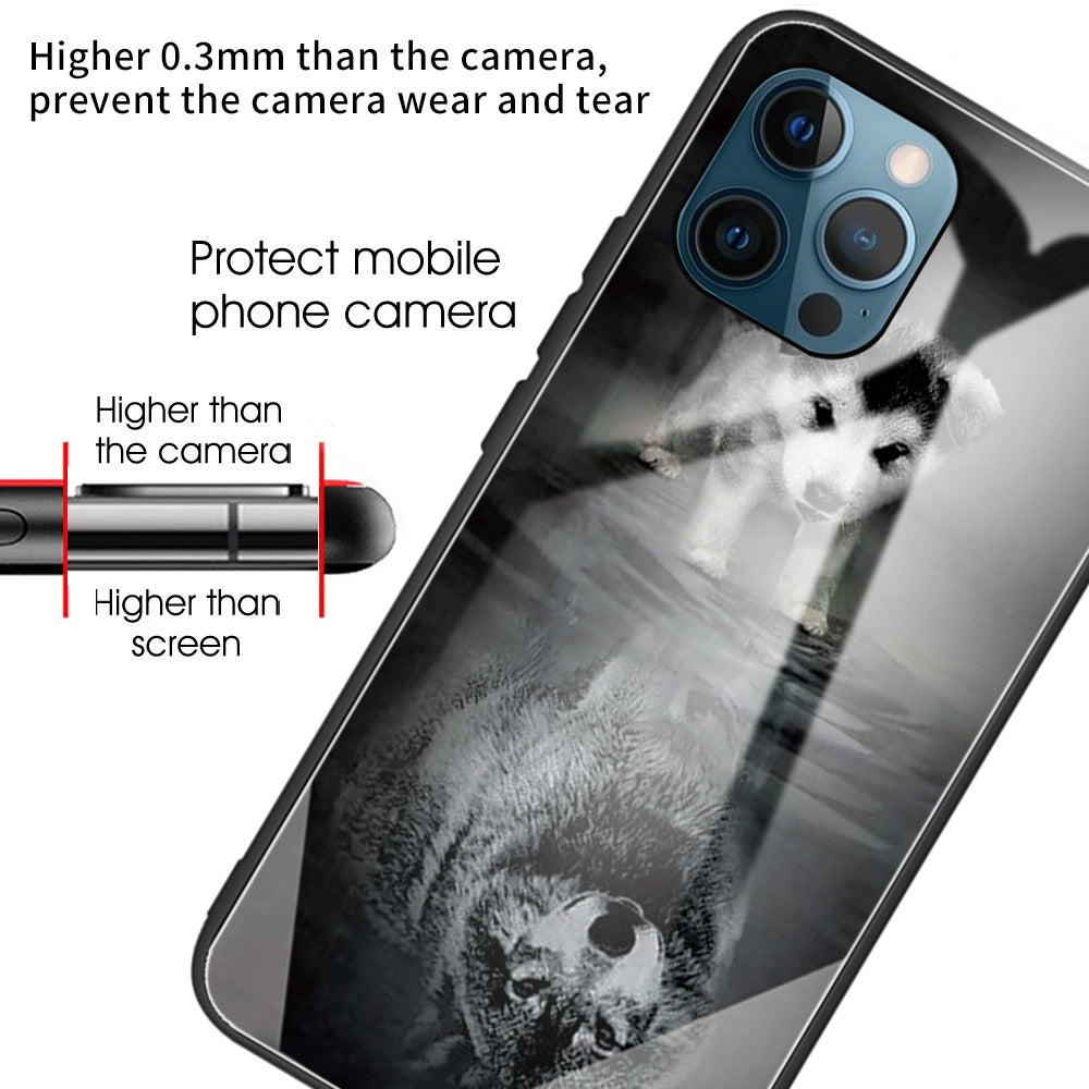 Anti-scratch Pattern Printing Glass + TPU Combo Hybrid Cover for iPhone 13 Pro 6.1 inch