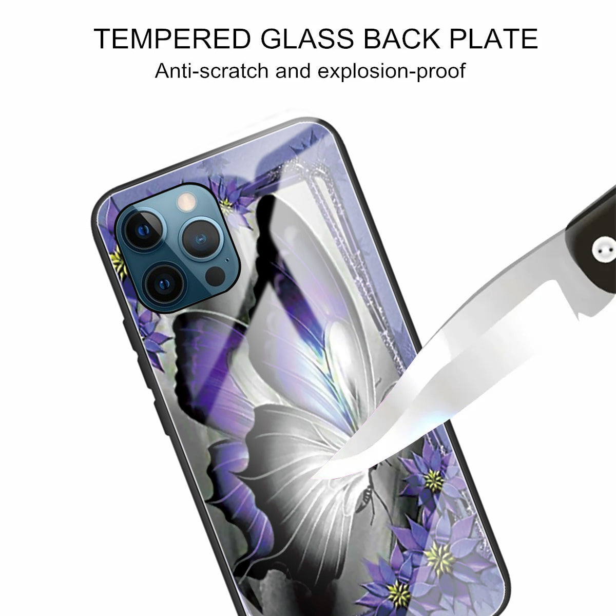 Anti-scratch Pattern Printing Glass + TPU Combo Hybrid Cover for iPhone 13 Pro 6.1 inch
