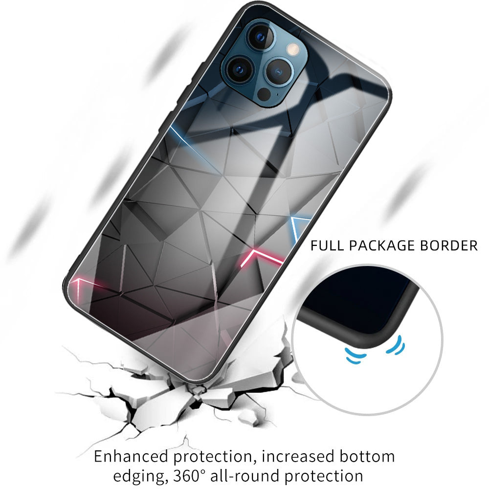 Anti-scratch Pattern Printing Glass + TPU Combo Hybrid Cover for iPhone 13 Pro 6.1 inch